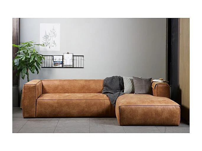 Bean - Canapé d'angle gauche 4 places en similicuir - Cognac