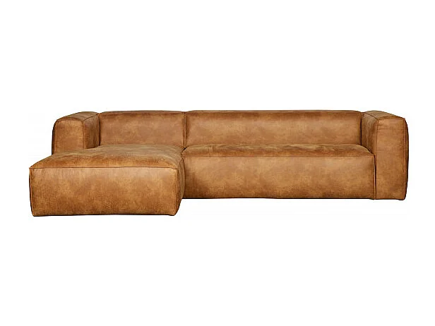 Bean - Canapé d'angle gauche 4 places en similicuir - Cognac