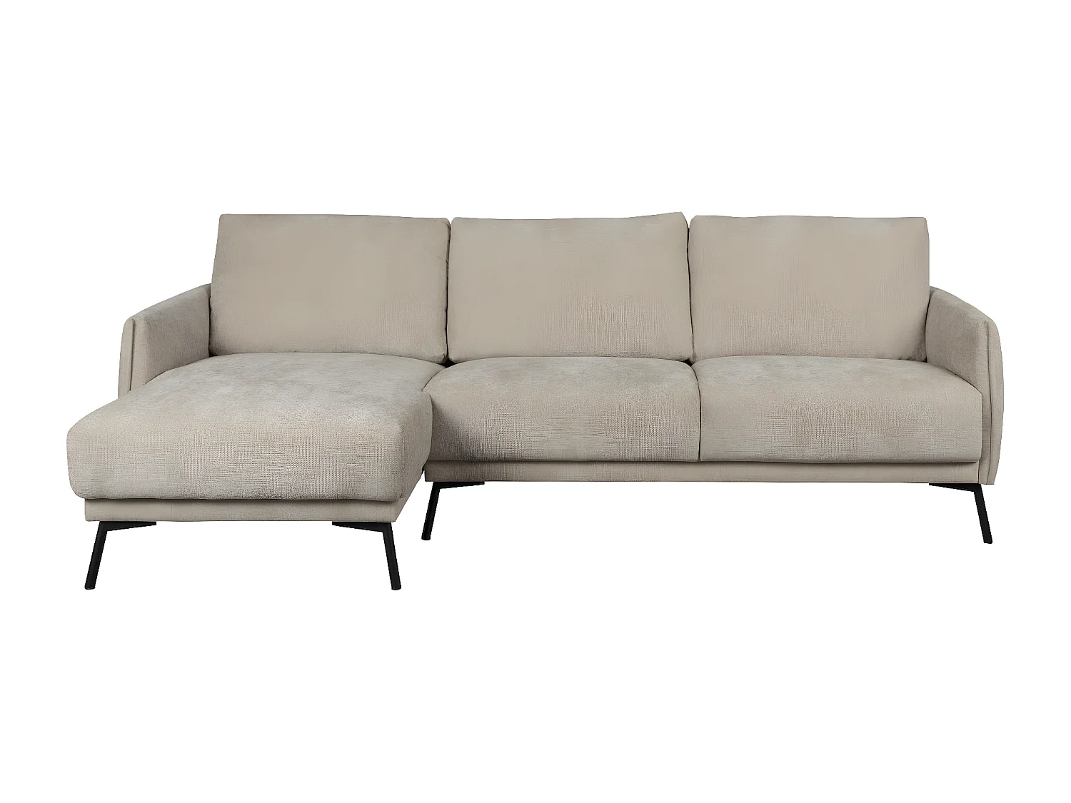 HARPER - Canapé d'angle gauche 3 places en tissu doux beige