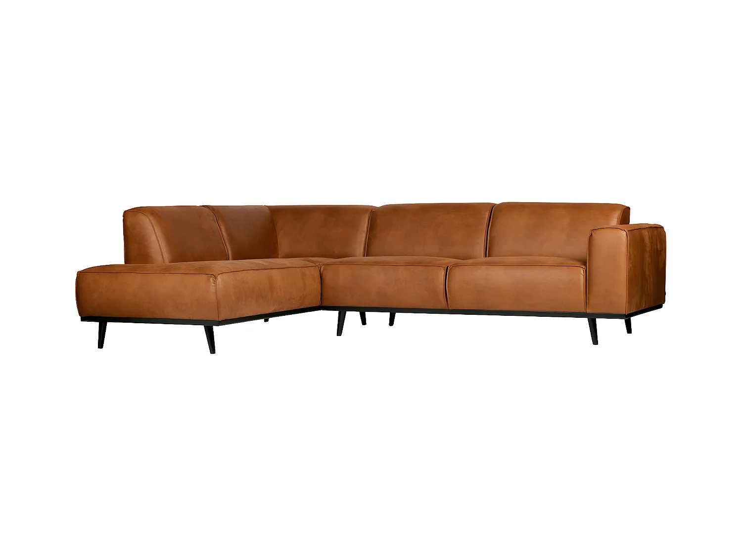 STATEMENT - Ecksofa links 4-Sitzer Öko Leder Cognac