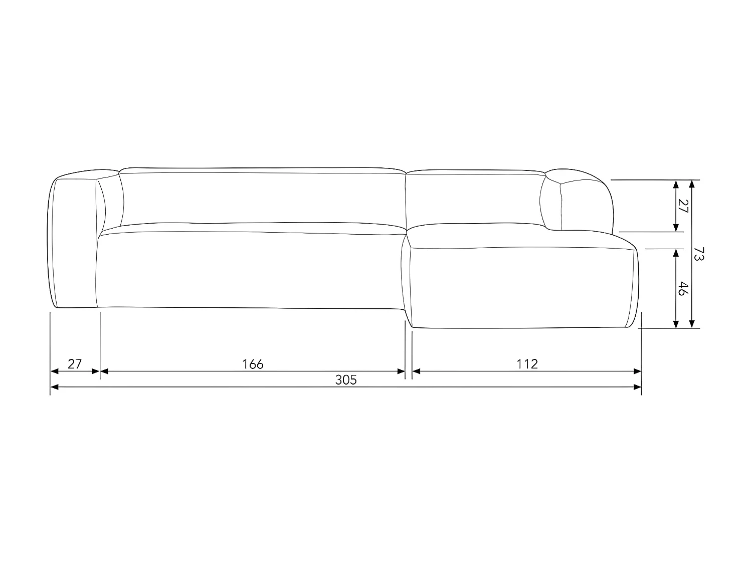 BEAN - Canapé d'angle droit 5 places en cuir recyclé marron cognac