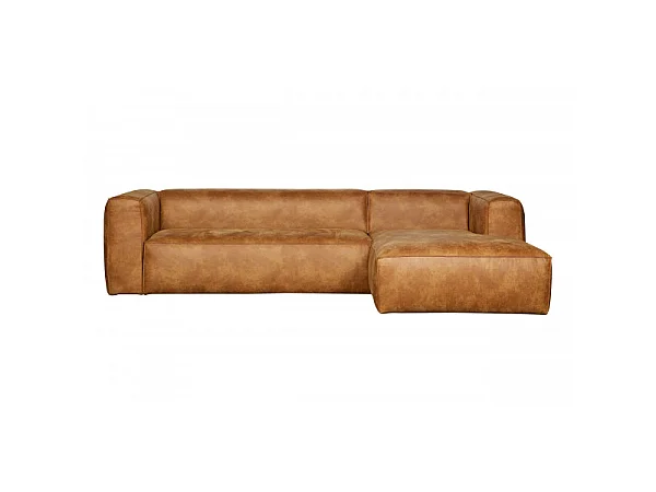 Bean - Canapé d'angle droit 4 places en similicuir - Cognac