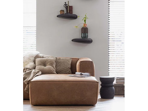 Bean - Canapé d'angle droit 4 places en similicuir - Cognac
