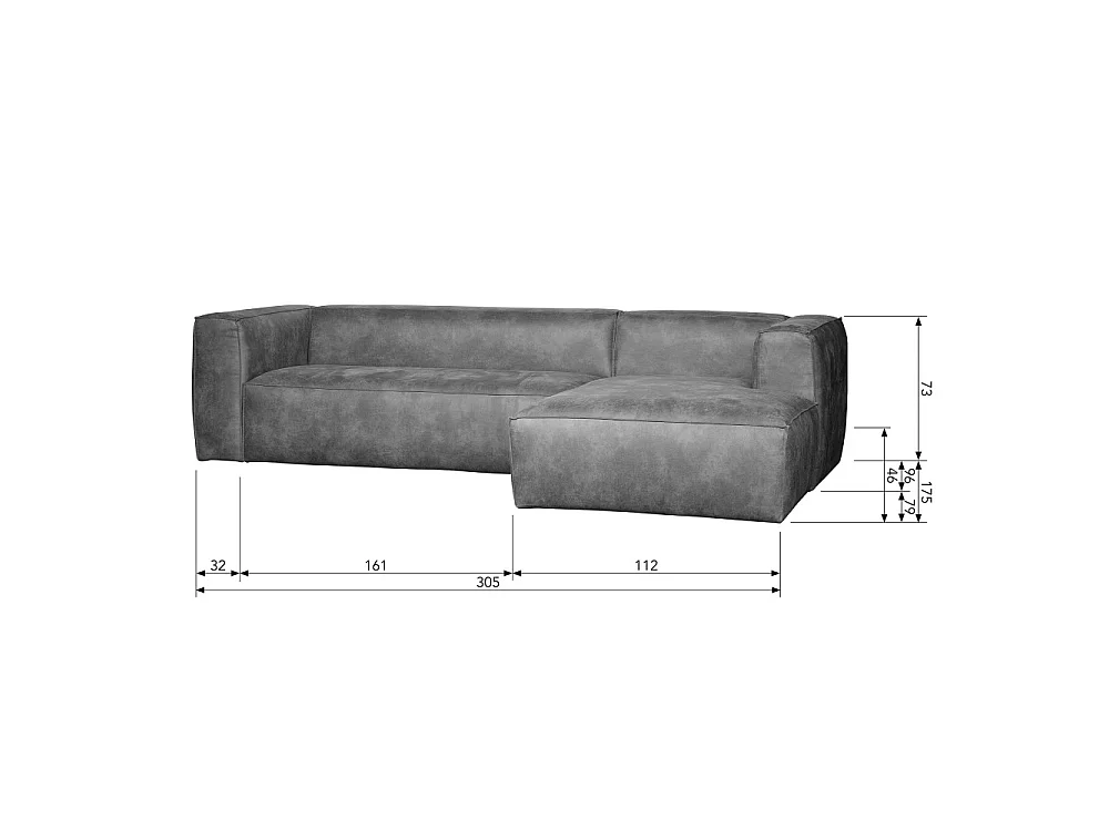 Bean - Canapé d'angle droit 4 places en similicuir - Cognac