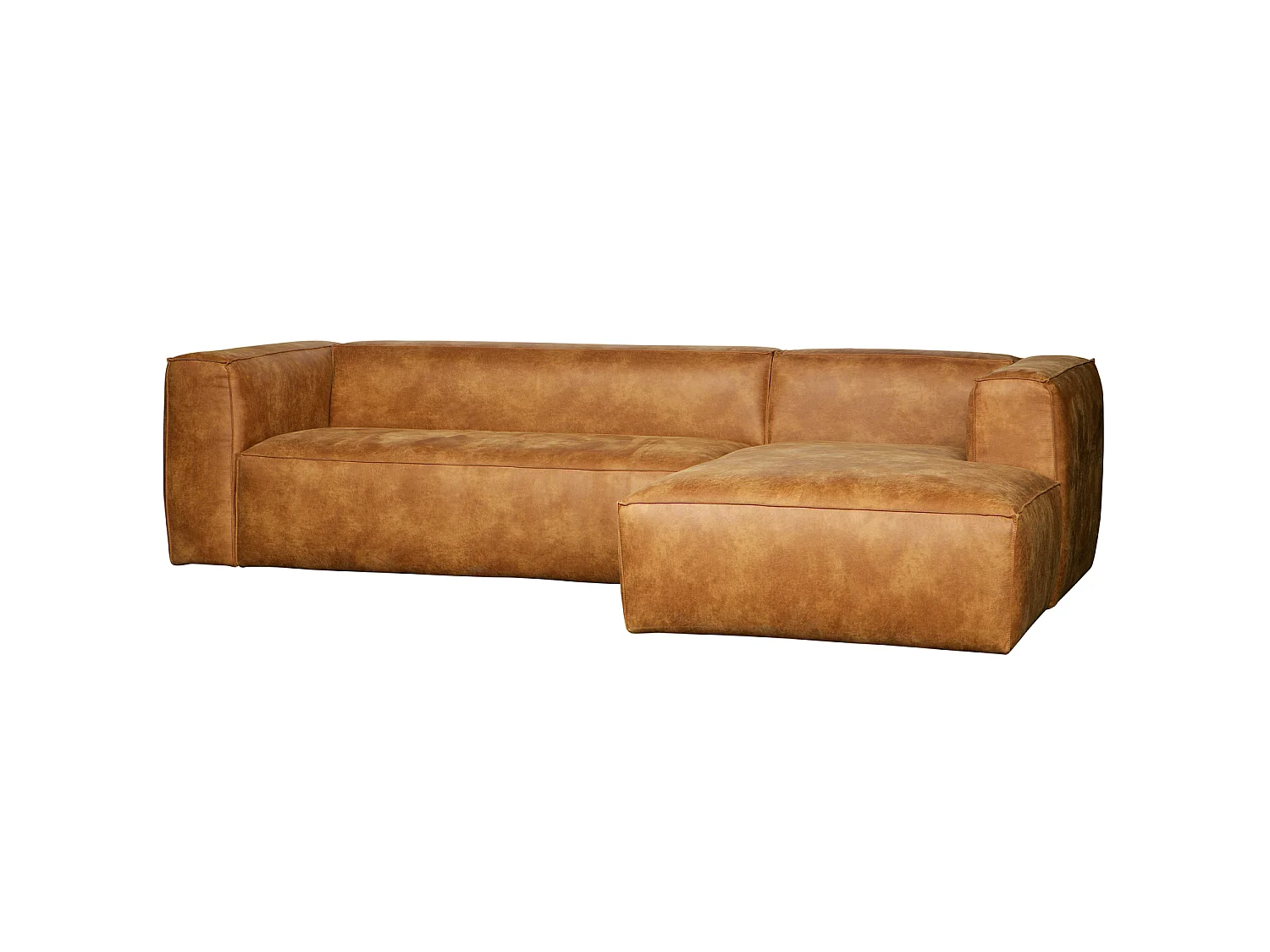 Bean - Canapé d'angle droit 4 places en similicuir - Cognac