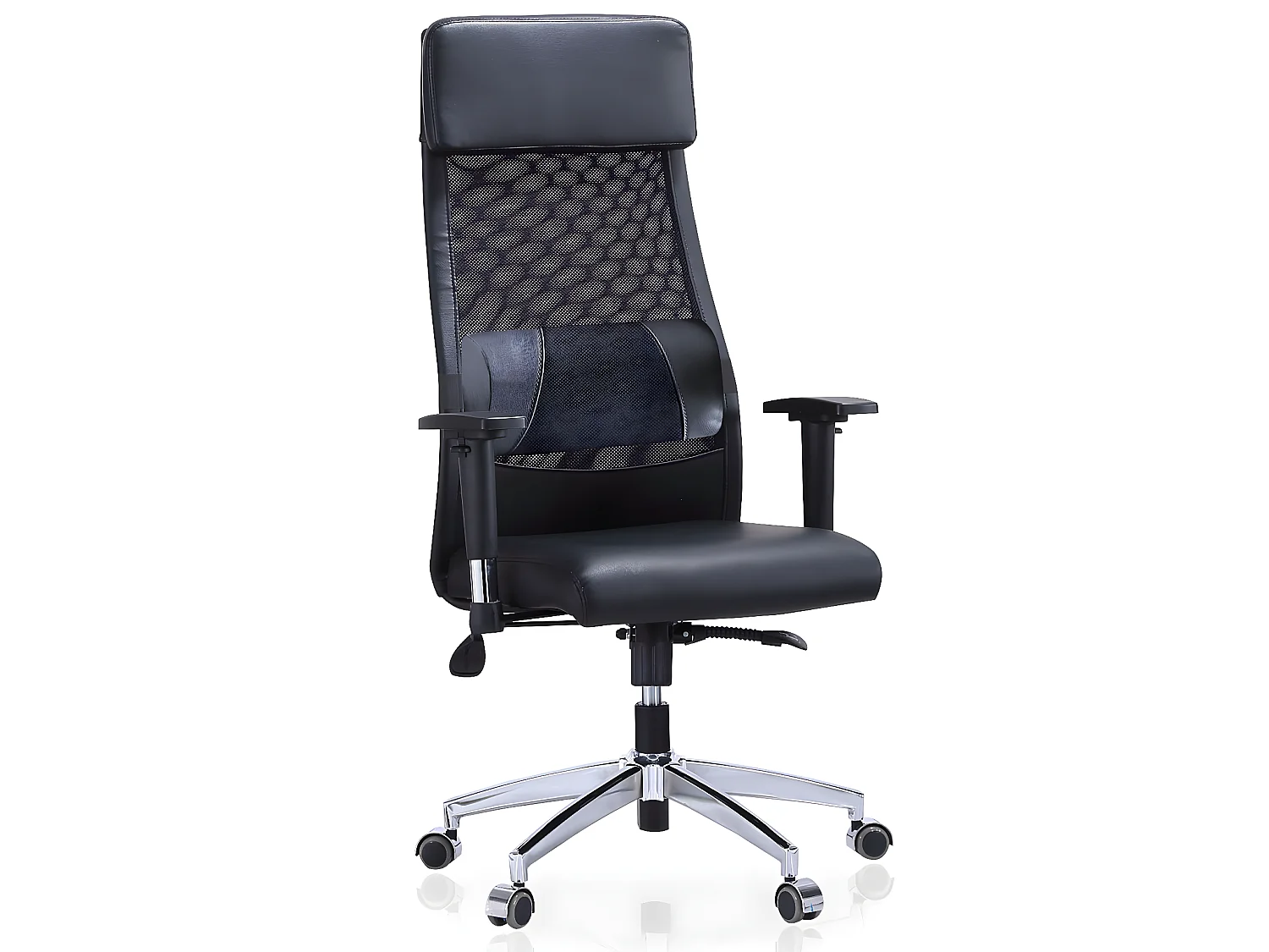 Fauteuil de bureau pivotant en simili-cuir coloris noir - Largeur 65 x Profondeur 65 x hauteur 120-128 cm