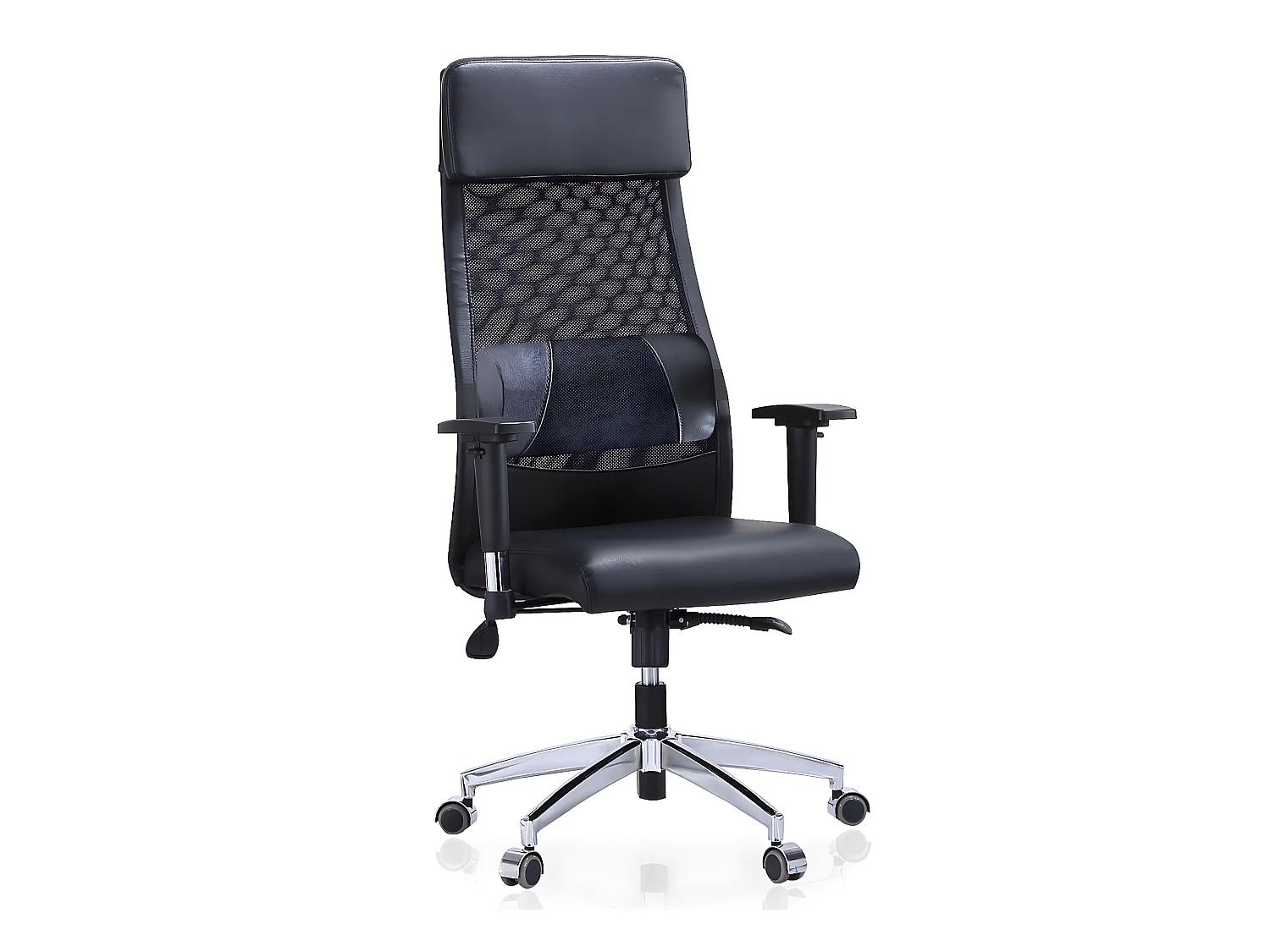 Fauteuil de bureau pivotant en simili-cuir coloris noir - Largeur 65 x Profondeur 65 x hauteur 120-128 cm