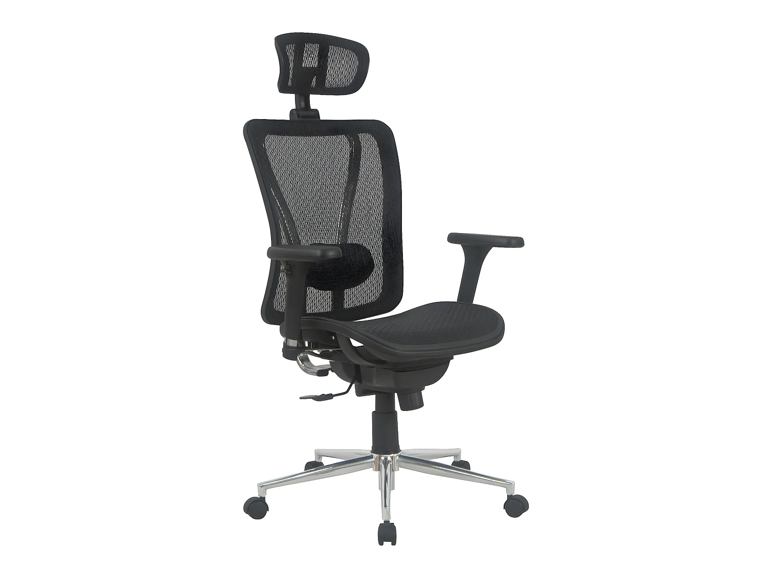 Fauteuil de bureau en métal et tissu noir mat - 65 x 121 x 60 cm