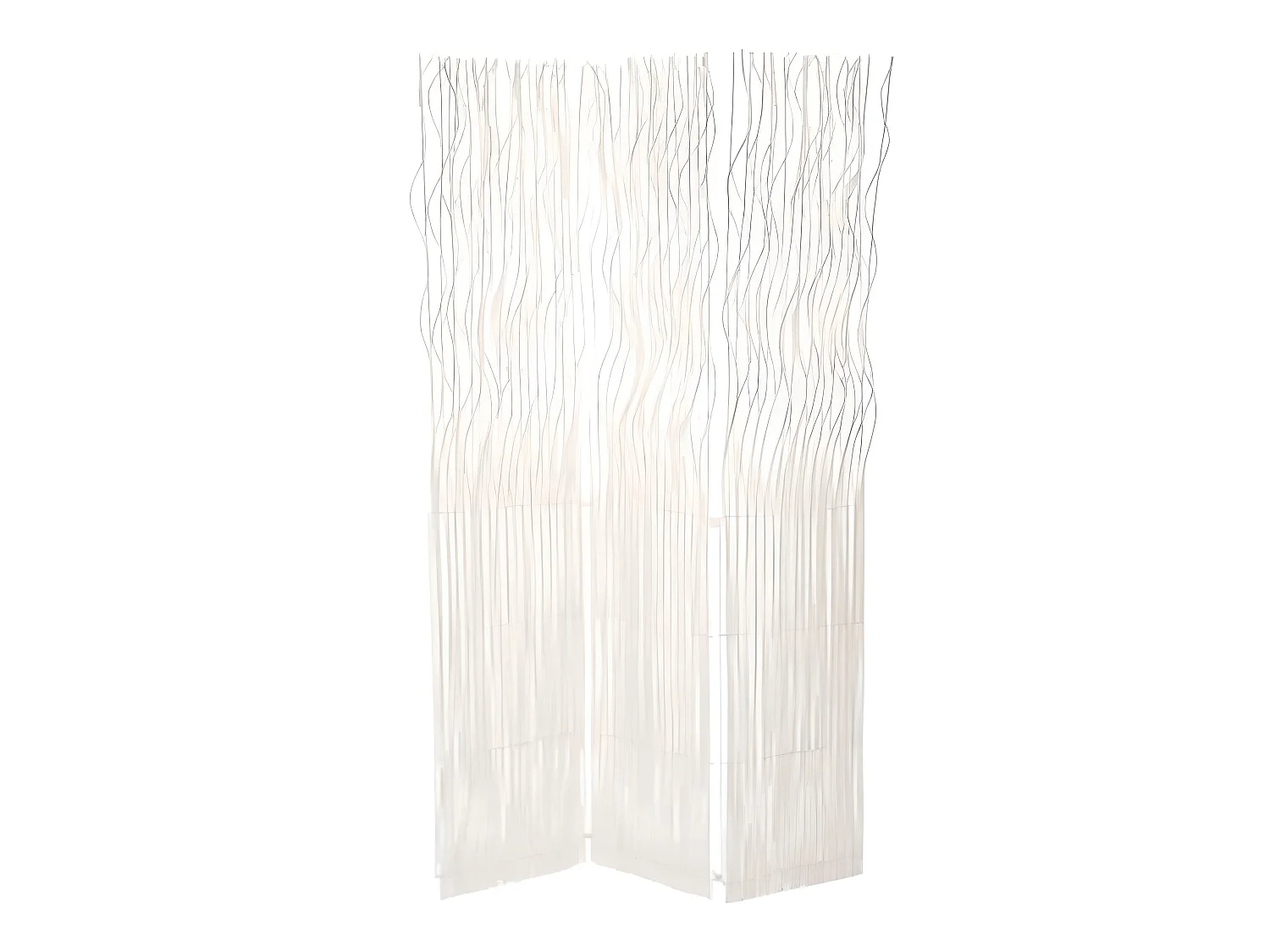 Paravent en saule / fer coloris blanc - longueur 120,50 x profondeur 4,5 x hauteur 180 cm