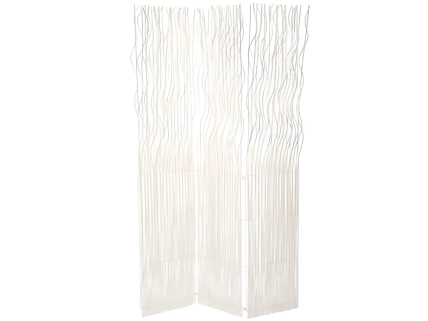 Paravent en saule / fer coloris blanc - longueur 120,50 x profondeur 4,5 x hauteur 180 cm