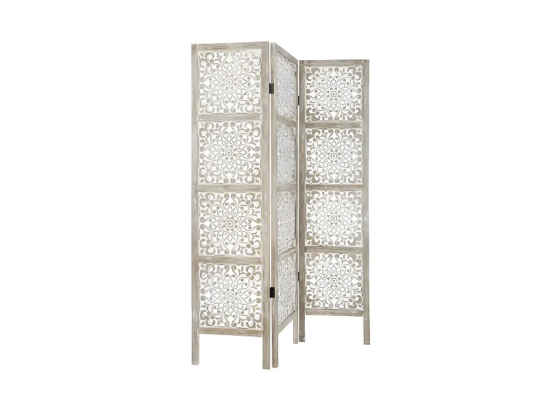 Paravent en bois coloris blanc - L. 120 x l. 2,1 x H. 169 cm