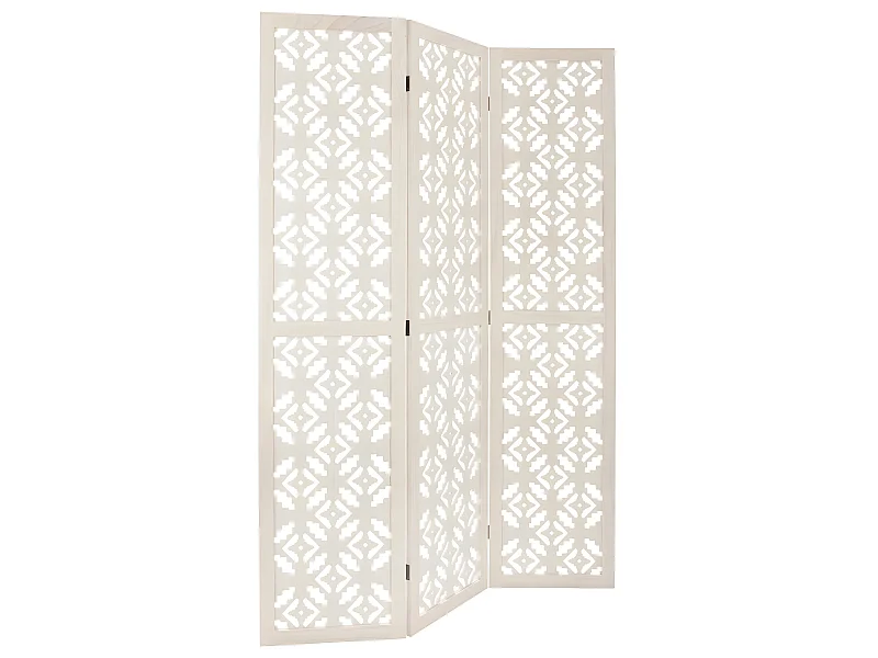 Paravent motif ethnique coloris Blanc - 170 x 120 cm