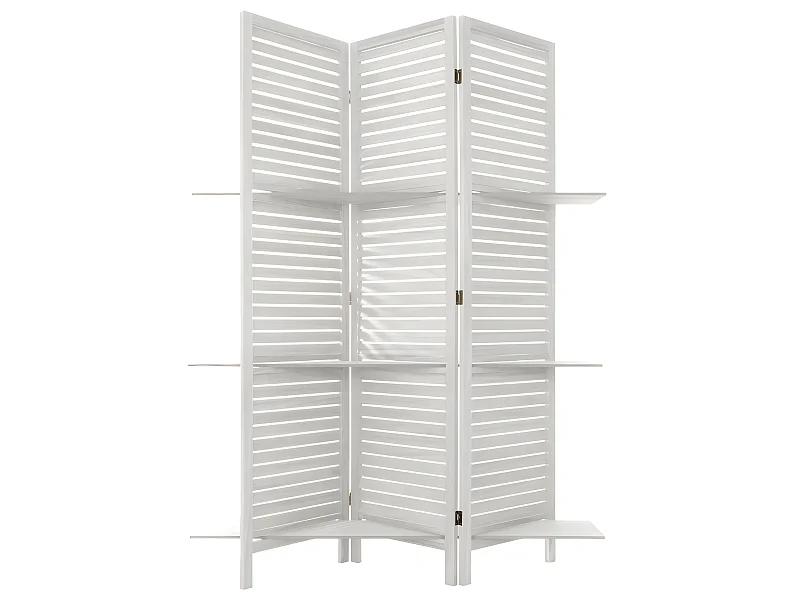 Paravent blanc 3 étagères - L. 120 x l. 26 x H. 170 cm