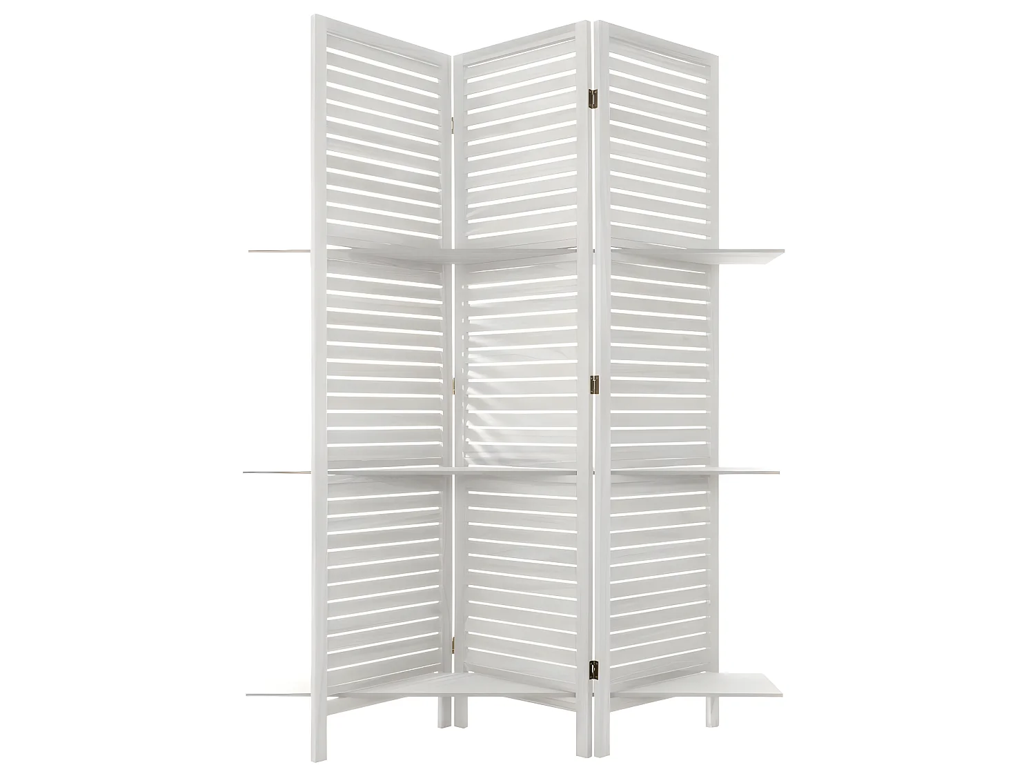 Paravent blanc 3 étagères - L. 120 x l. 26 x H. 170 cm