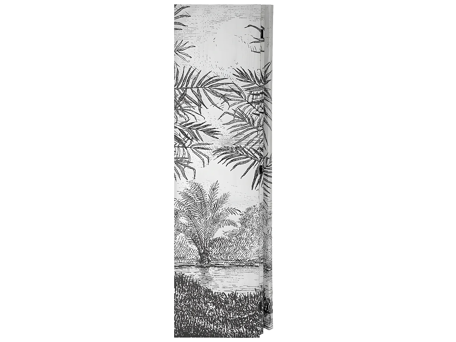 Paravent 3 pans en tissu imprimé blanc/noir - Longueur 121 x Profondeur 2,5 x Hauteur 170 cm