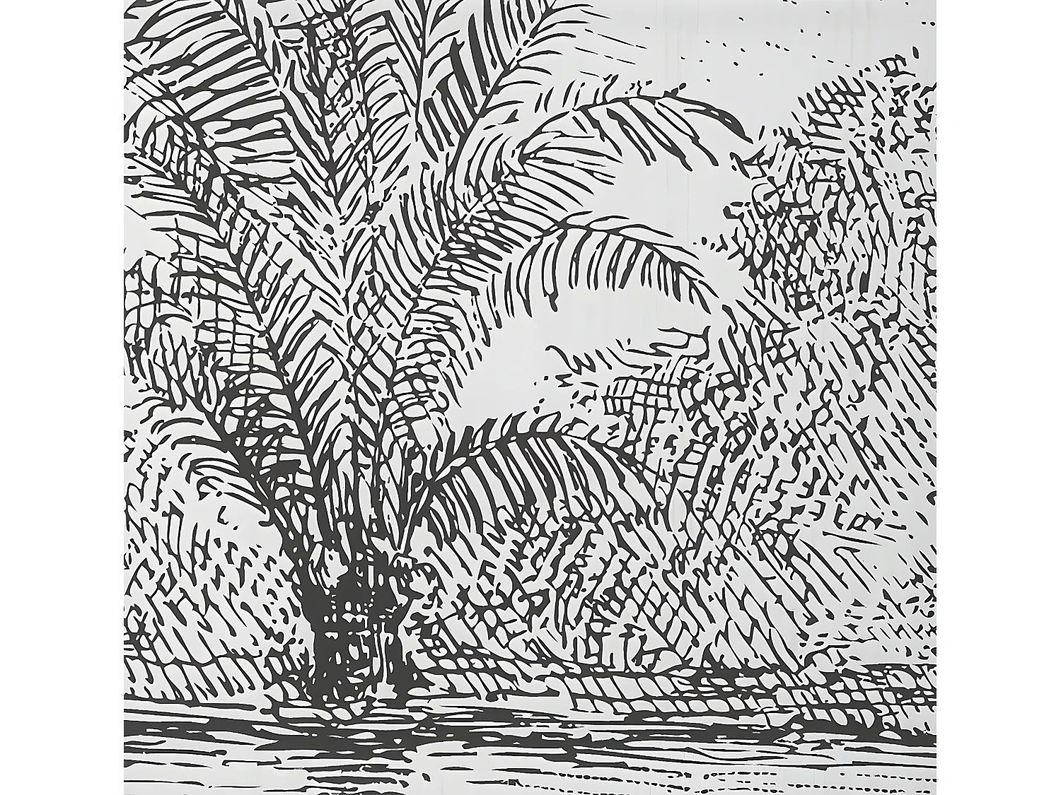 Paravent 3 pans en tissu imprimé blanc/noir - Longueur 121 x Profondeur 2,5 x Hauteur 170 cm