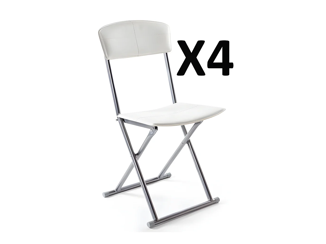 Lot de 4 chaises pliantes PVC Polyuréthane en Crème