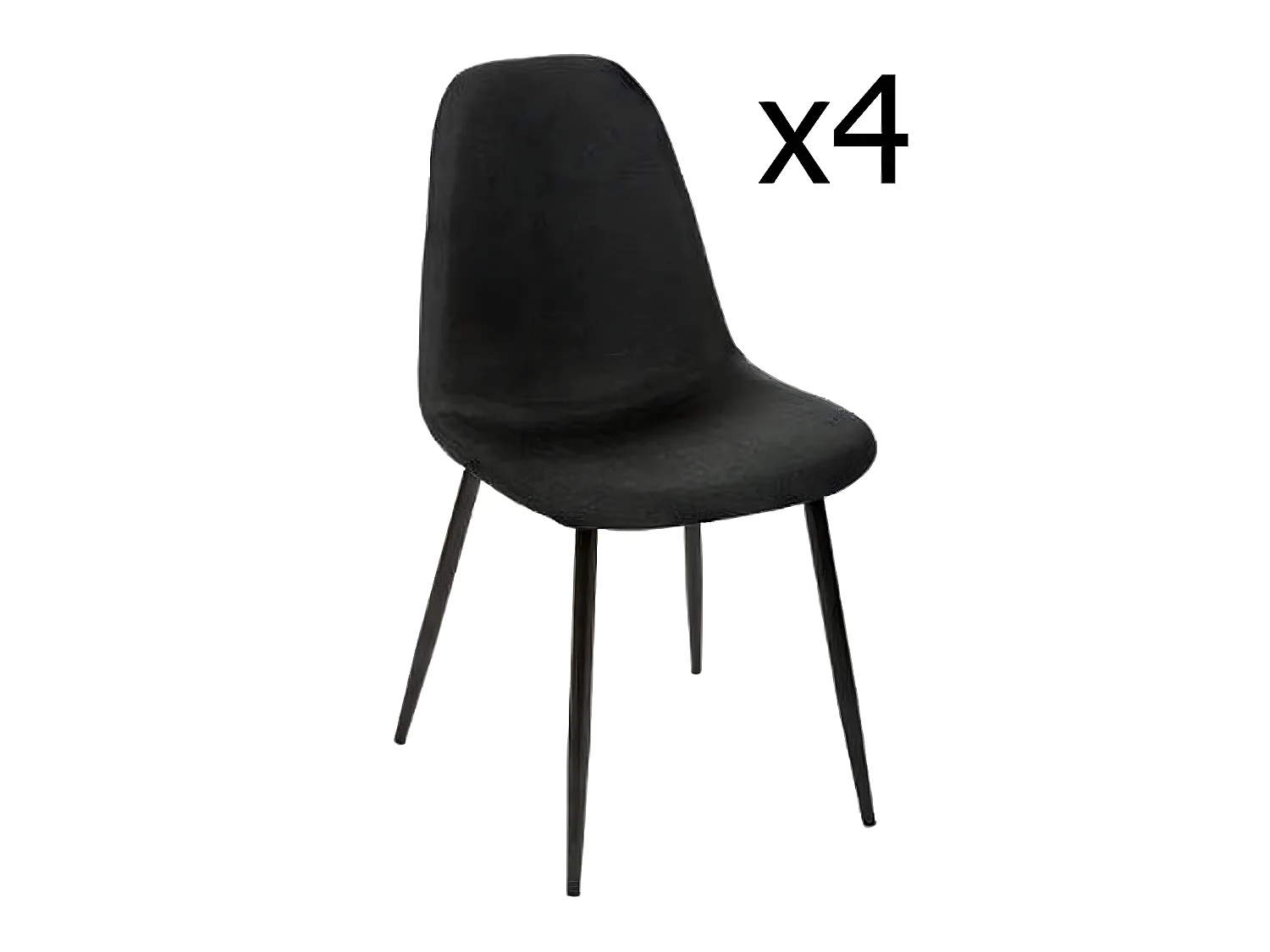 Lot de 4 chaises en noir et pieds métal noir - L45 cm