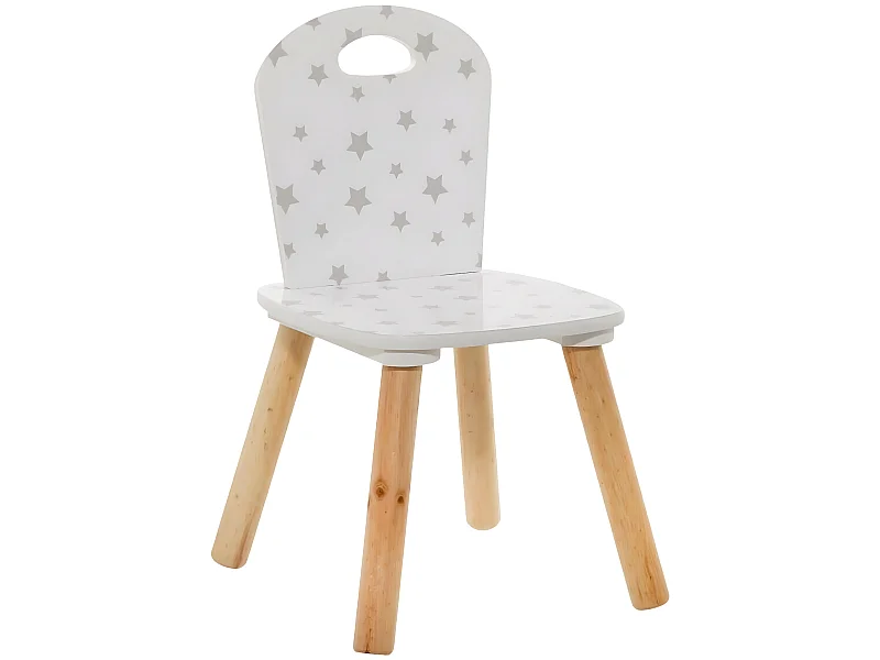 Chaise enfant coloris blanc motif étoiles - Longueur 32 x Profondeur 31,5 x Hauteur 50 cm