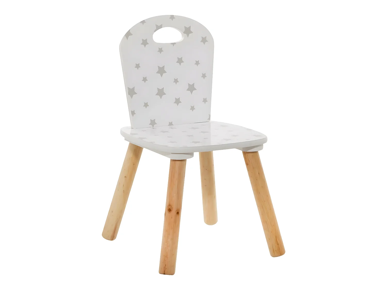 Chaise enfant coloris blanc motif étoiles - Longueur 32 x Profondeur 31,5 x Hauteur 50 cm