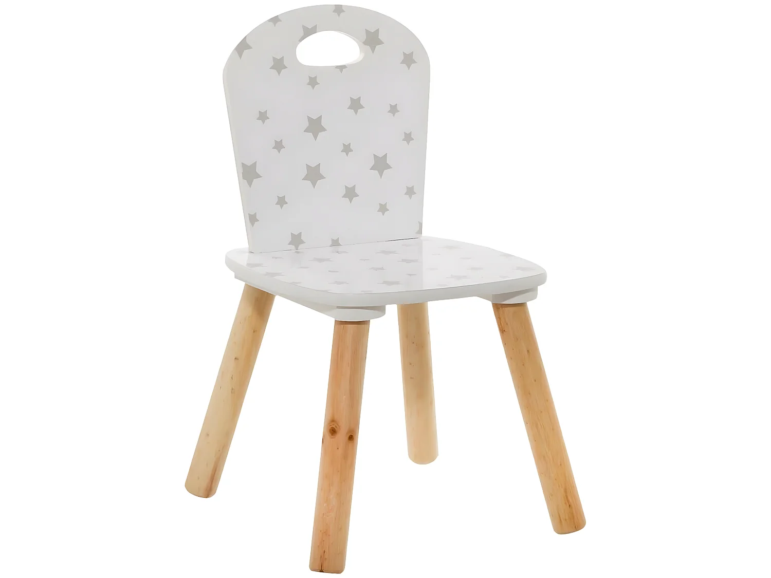Chaise enfant coloris blanc motif étoiles - Longueur 32 x Profondeur 31,5 x Hauteur 50 cm