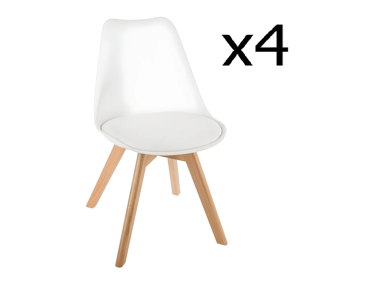 Lot de 4 Chaises de dîner en polypropylène Blanche - H. 81 cm