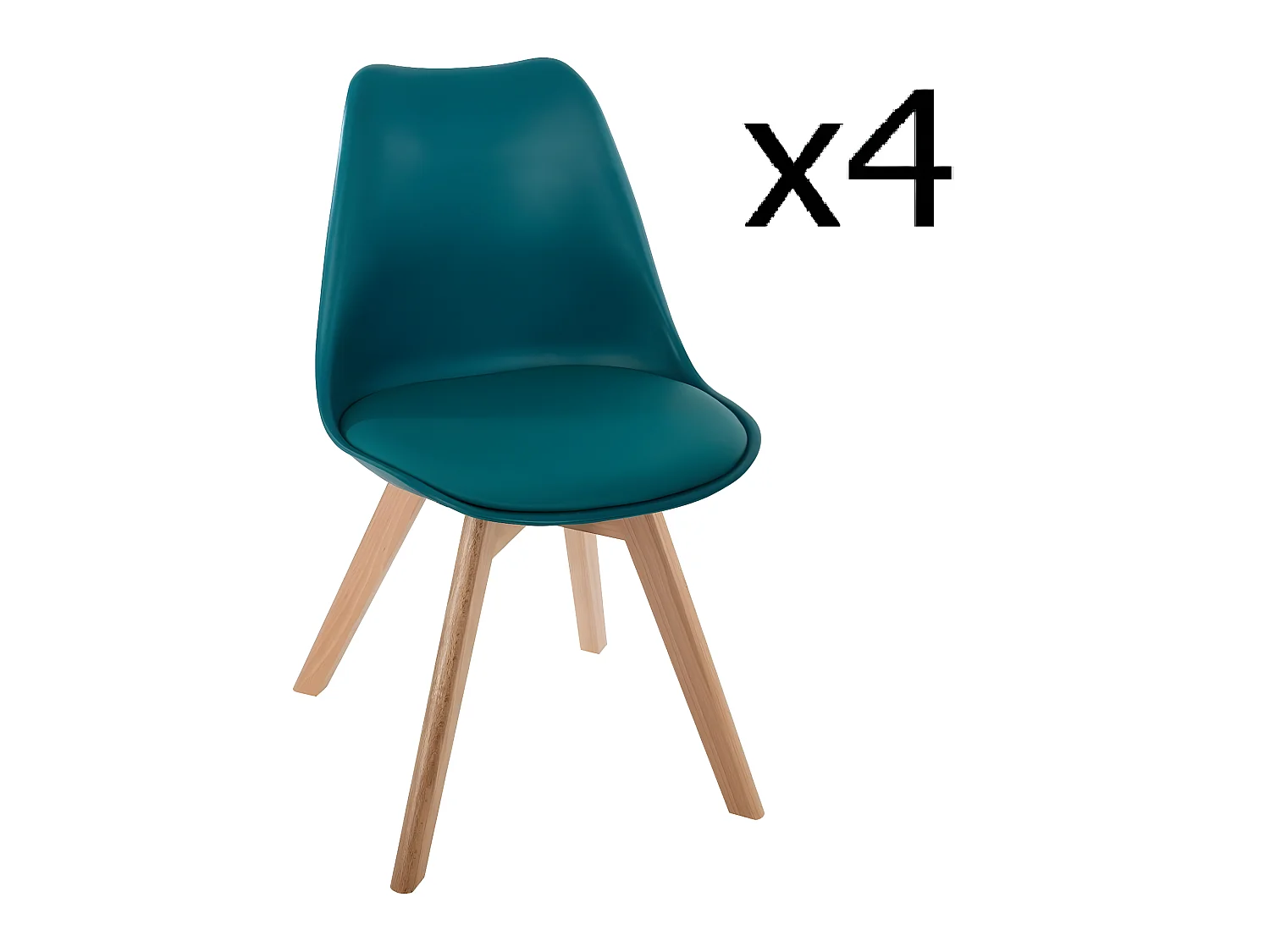 Lot de 4 Chaises de dîner en polypropylène bleu - H. 81 cm