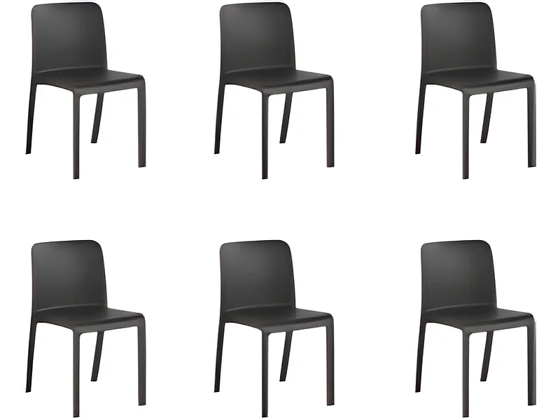 Lot de 6 chaises de table-salle à manger - cuisine - interieur/exterieur en résine coloris anthracite - Longueur 48 x Profondeur 53 x Hauteur 80 cm