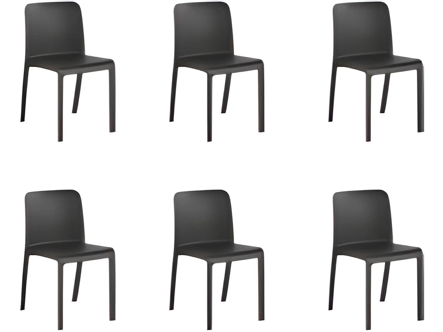 Lot de 6 chaises de table-salle à manger - cuisine - interieur/exterieur en résine coloris anthracite - Longueur 48 x Profondeur 53 x Hauteur 80 cm