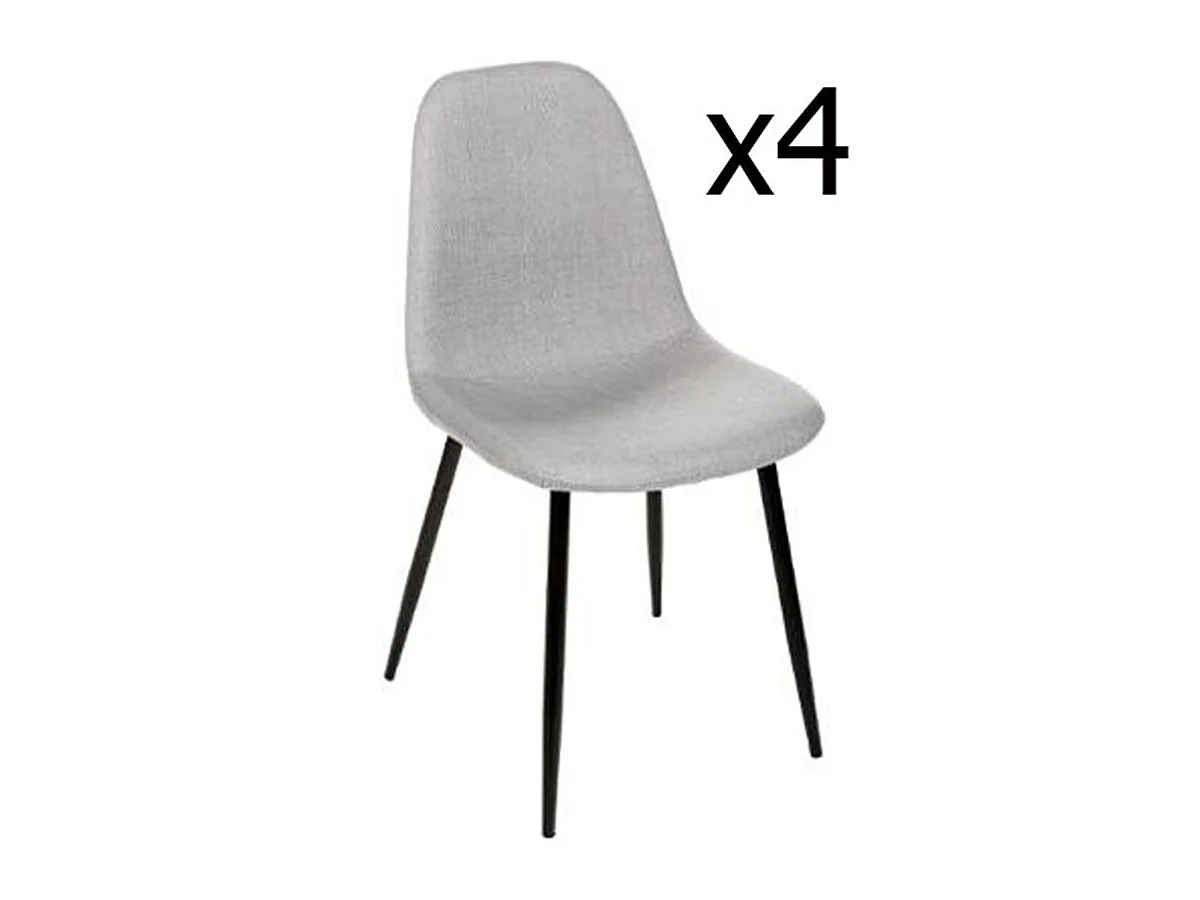 Lot de 4 chaises en gris clair et pieds métal noir -L45 cm