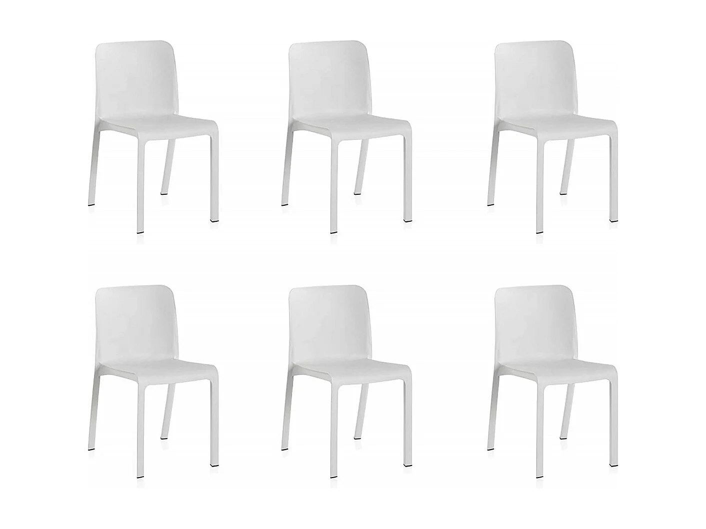 Lot de 6 chaises de table-salle à manger - cuisine - interieur/exterieur en résine coloris blanc - Longueur 48 x Profondeur 53 x Hauteur 80 cm