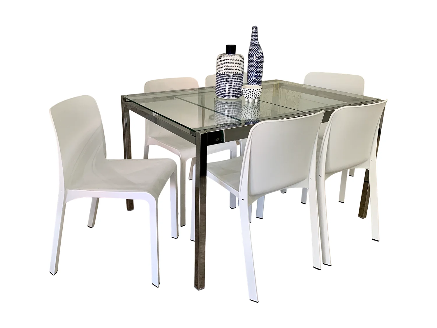 Lot de 6 chaises de table-salle à manger - cuisine - interieur/exterieur en résine coloris blanc - Longueur 48 x Profondeur 53 x Hauteur 80 cm