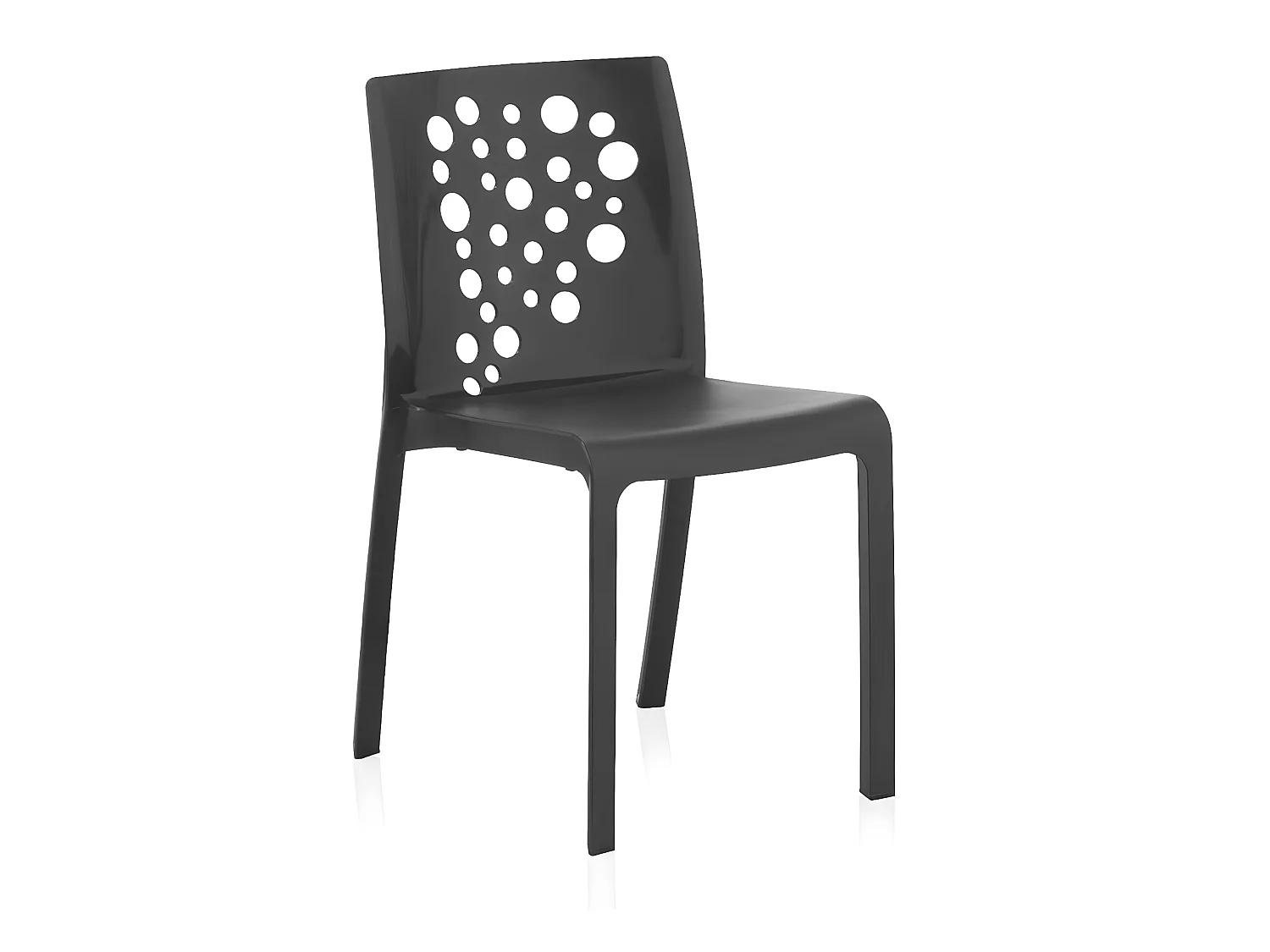 Lot de 6 chaises de table-salle à manger - cuisine - interieur/exterieur en résine coloris anthracite - Longueur 48 x Profondeur 54 x Hauteur 81 cm