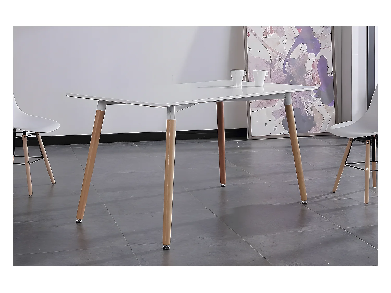 Table à manger rectangulaire coloris blanc - Longueur 120 x profondeur 80 x hauteur 75 cm