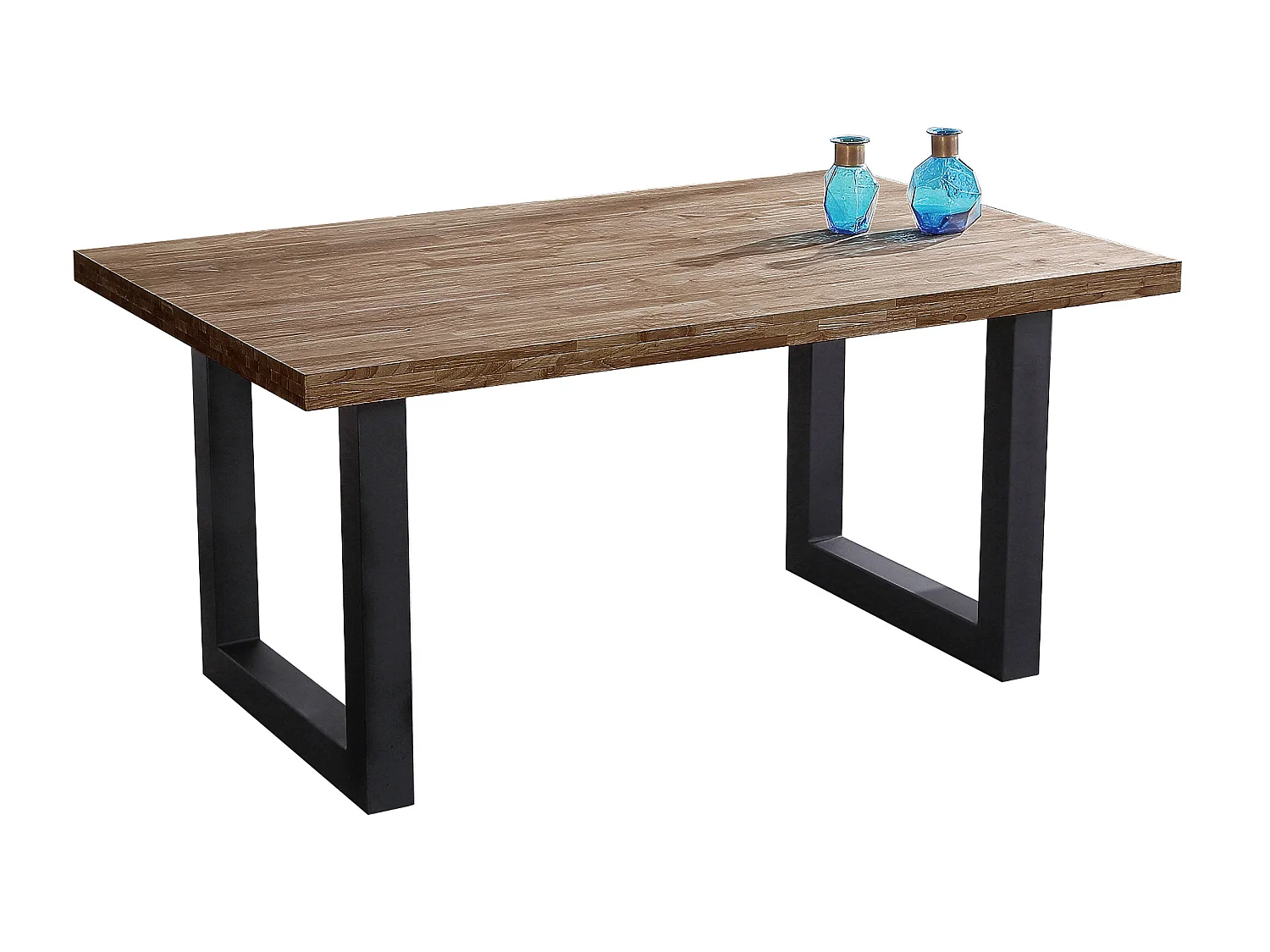 Table à manger coloris chêne américain / pieds noir, Longueur 160 x largeur 100 cm x Hauteur 75 cm