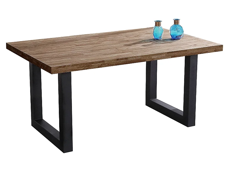 Table à manger coloris chêne américain / pieds noir, Longueur 160 x largeur 100 cm x Hauteur 75 cm