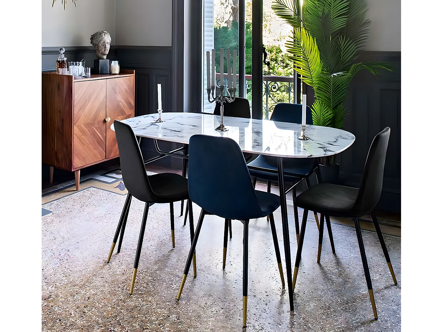 Table à manger en acier et verre trempé coloris blanc - Longueur 160 x Profondeur 90 x Hauteur 76.5 cm