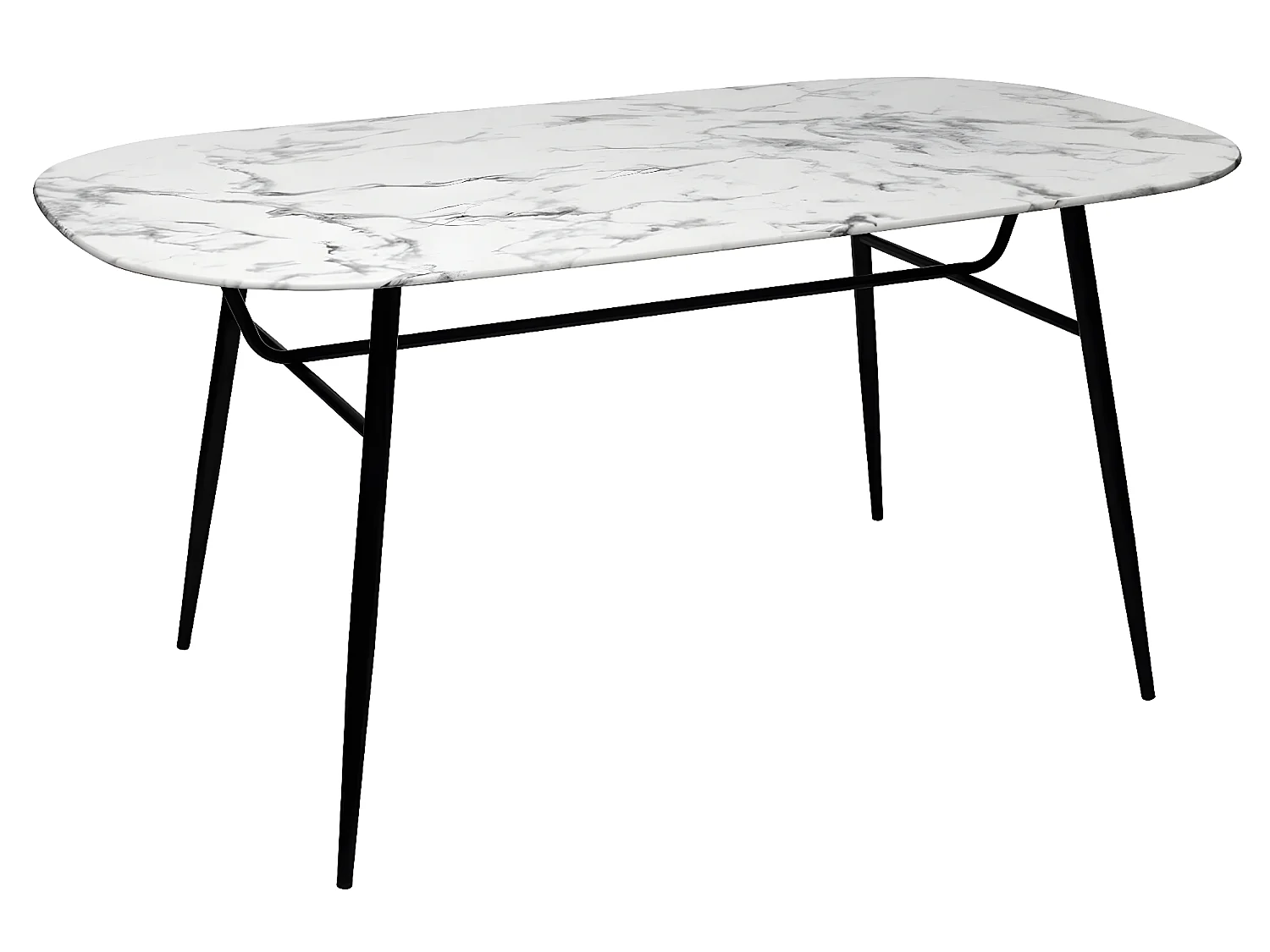 Table à manger en acier et verre trempé coloris blanc - Longueur 160 x Profondeur 90 x Hauteur 76.5 cm