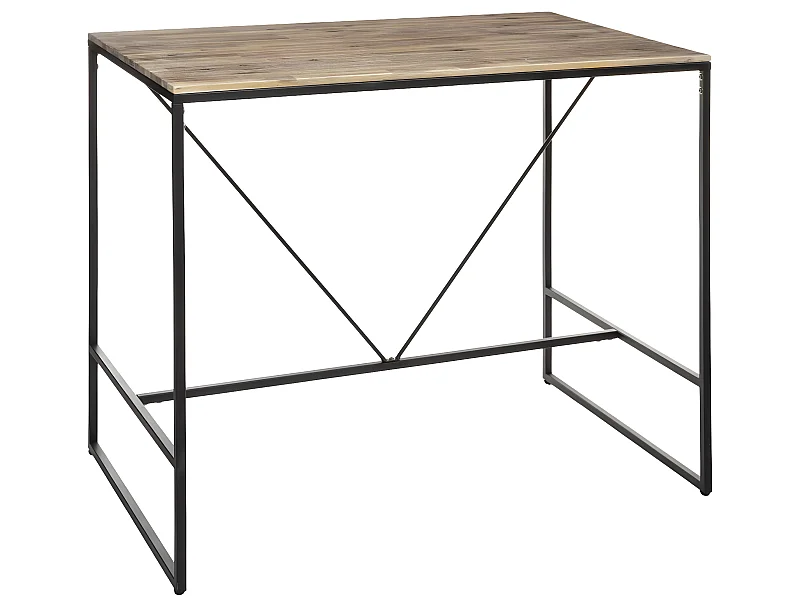 Table de dîner / Bar en bois d'acacia et fer - L.115 x l.70 x H.98 cm