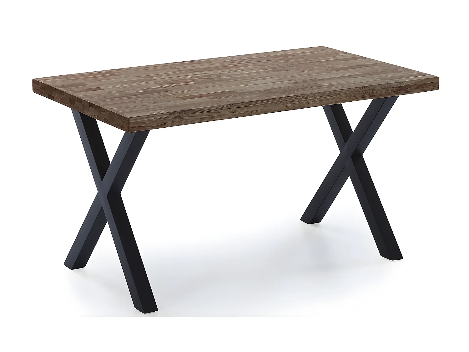 Table à manger en bois coloris chêne américain / pieds noir - Longueur 140 x profondeur 80 x hauteur 76 cm