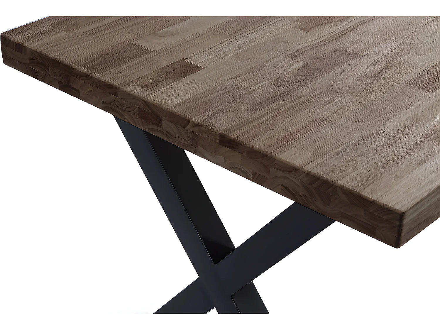 Table à manger en bois coloris chêne américain / pieds noir - Longueur 140 x profondeur 80 x hauteur 76 cm