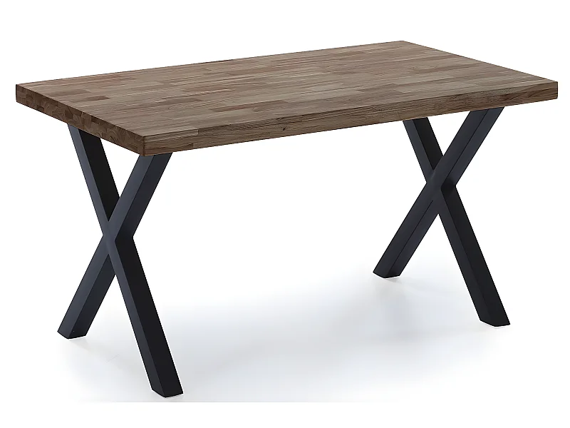 Table à manger en bois coloris chêne américain / pieds noir - Longueur 140 x profondeur 80 x hauteur 76 cm