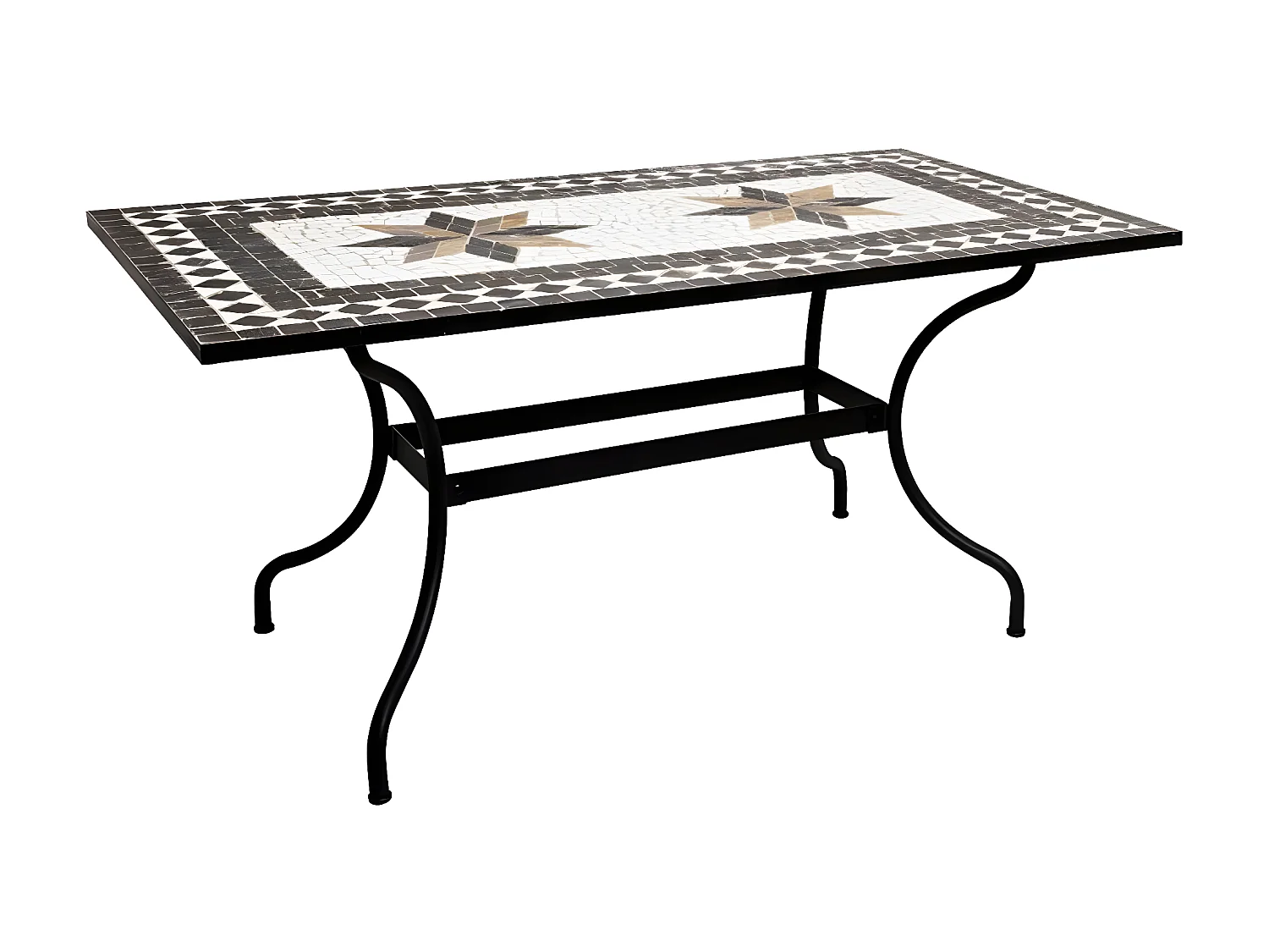 Table de repas en mosaique coloris noir - L. 160 x l. 90 x H. 75 cm
