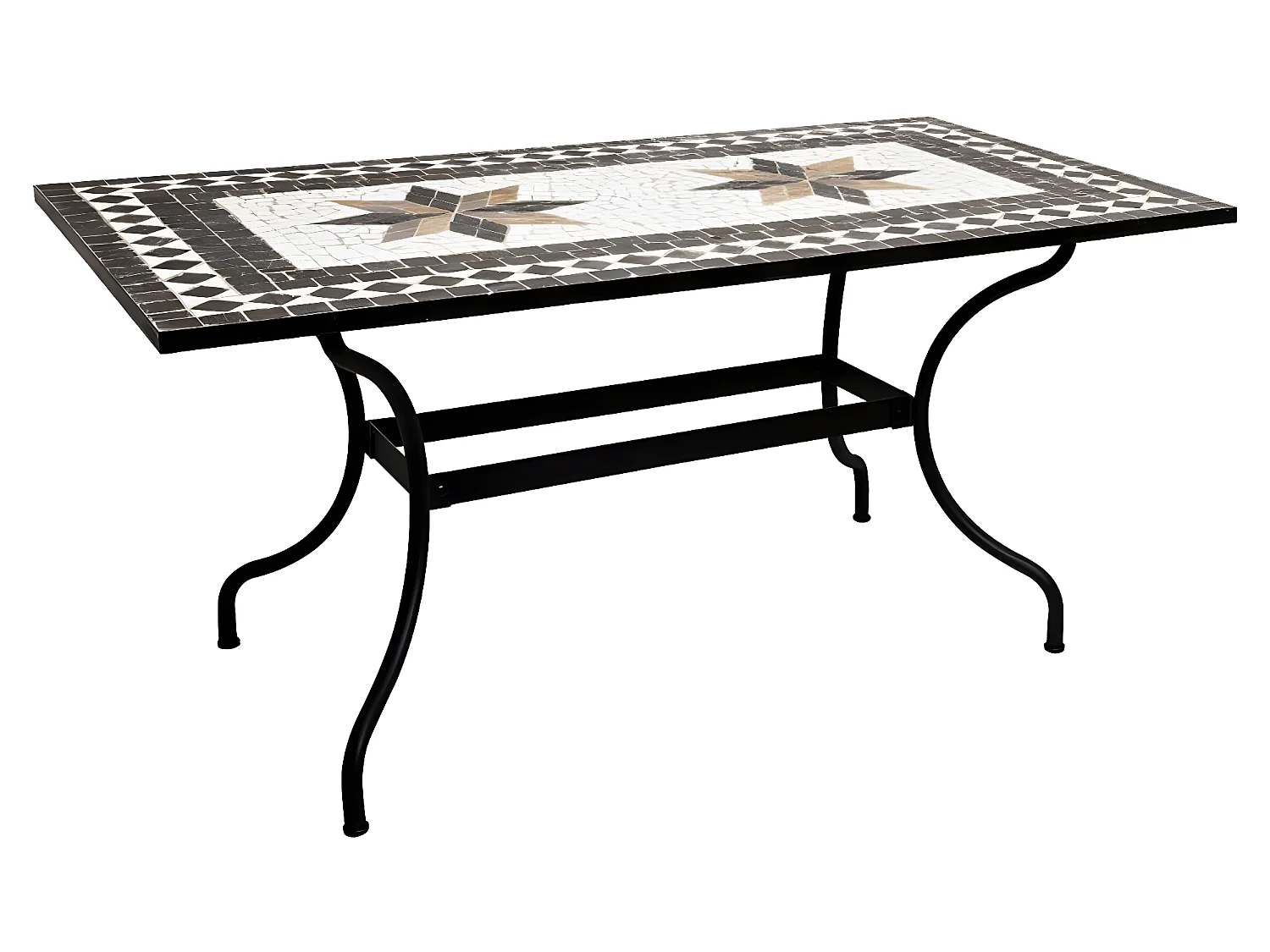 Table de repas en mosaique coloris noir - L. 160 x l. 90 x H. 75 cm
