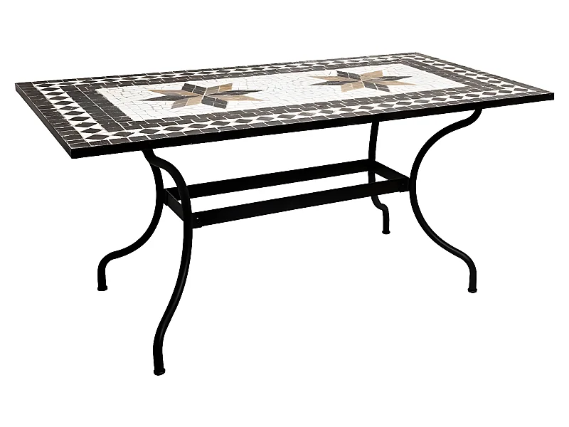 Table de repas en mosaique coloris noir - L. 160 x l. 90 x H. 75 cm