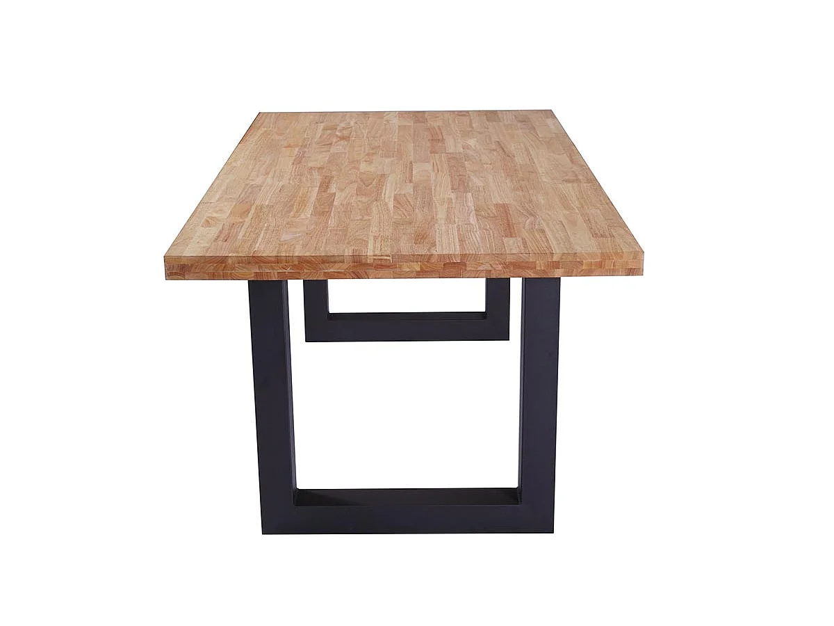 Table à manger en bois coloris chêne nordique / pieds noir - Longueur 160 x profondeur 100 x hauteur 75 cm