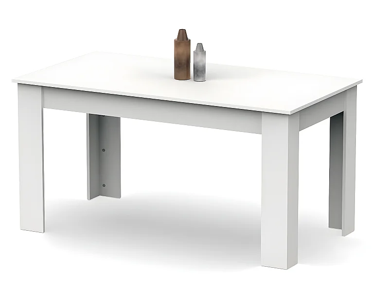 Table à manger / table repas coloris blanc - Hauteur 77 x Longueur 140 x Profondeur 80 cm