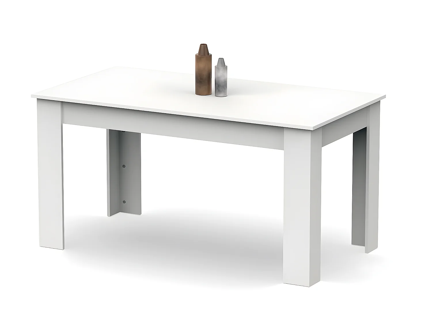 Table à manger / table repas coloris blanc - Hauteur 77 x Longueur 140 x Profondeur 80 cm
