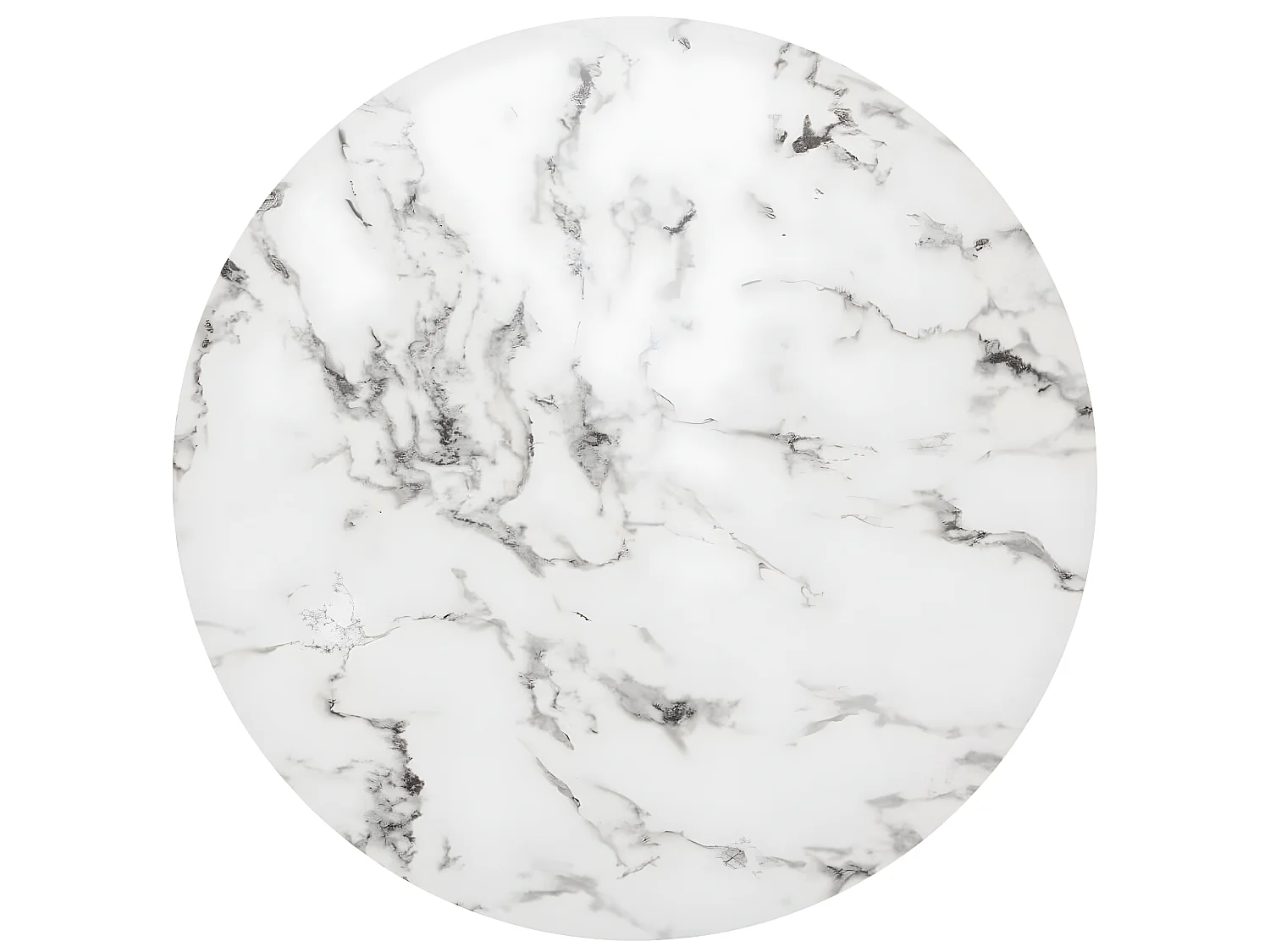 Table à manger avec plateau verre trempé effet marbre/blanc - Diamètre 120 x Hauteur 75 cm