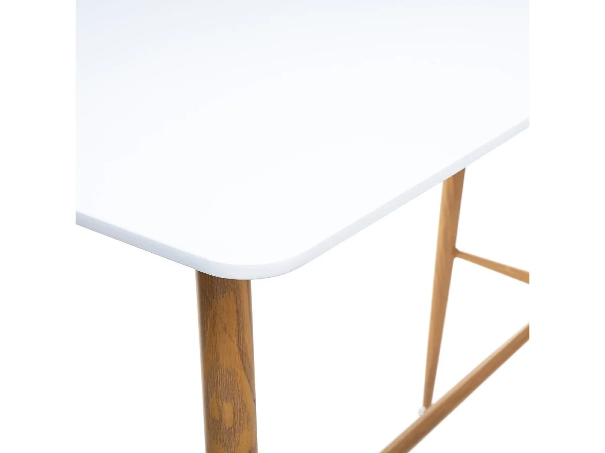 Table à manger / Bar en acier et bois coloris blanc - L.120 x l.60 x H.105 cm